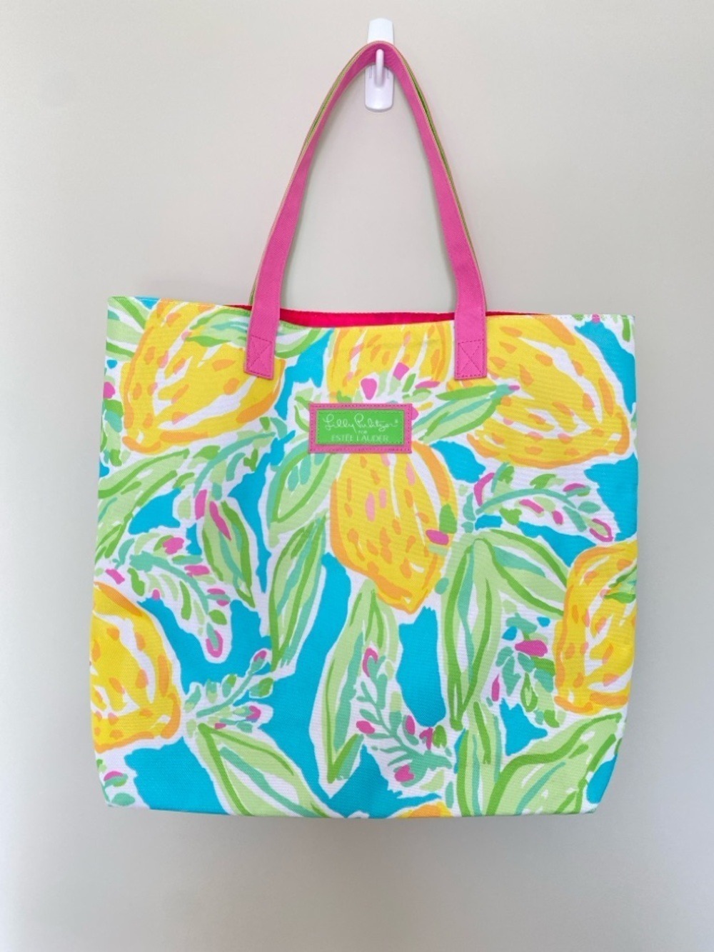 Lilly Pulitzer X Estee Lauder Canvas Tote Bag Beach Summer Spring Shoulder Bag
